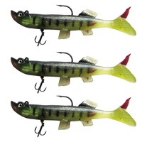 3x Angelköder 15 cm Gimmiköder Gummifisch Swimbait Hecht Fisch Köder Wobbler 35g