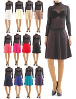 Swing Rock Midi hohe Taille Falten-Rock Gummibund Skirt Knielang Midirock