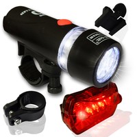 5 LED Fahrradbeleuchtung Set Fahrradlampe Fahrradlicht Zubehör Fahrradleuchte