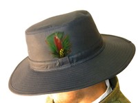 Campbell Cooper Neu Wachs Baumwolle Busch Feder Hut Marineblau S M L XL XXL