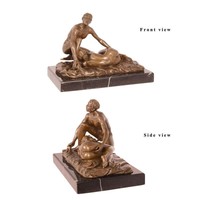 Bronzefigur Skulptur Mann und Frau beim Sex auf Marmorsockel Akt 17,9 cm