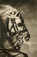 Schimmel Pferd Gemälde Louvre Paris Faksimile auf Büttenpapier 32