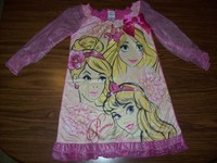Girls DISNEY PRINCESSES Nightgown Pajamas - Size 6 -  MSRP $32 - PINK 