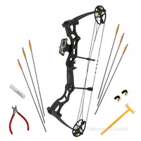 Compoundbogenset Man Kung Hawk® Schwarz für Erwachsene mit Zubehör 50-70 lbs RH