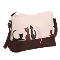 Tasche Umhängetasche Damen Handtasche Schultertasche Shopper Bag Katze VE4A