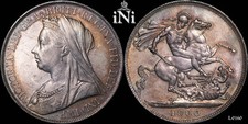 iNi Great Britain, Victoria, Crown, nicely toned, 1900, Lxiv, aUnc/Unc
