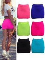 Neu Damen Neon Lycra-stretch Mini-rock Damen Elasthan Shorts Stiefel Club Sexy