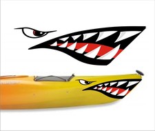 SHARK TEETH MOUTH DECAL STICKERS KAYAK CANOE JET SKI HOBIE DAGGER OCEAN TOWN SM