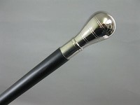 Vintage Holz  Gehstock Wanderstock Pilgerstock LARP Stock silbern schwarz 93 cm 