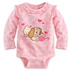 DISNEY STORE LADY LS CUDDLY BODYSUIT BABY 9/12 MOS "PLAYFUL & PRECIOUS"