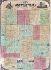 1850 Farm Line Map of Crawford County Ohio Galion Bucyrus