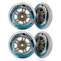4 Stück Inline Skater ROLLEN 80 mm Spacer + Kugellager montiert 88103 blau