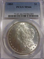 1883 Morgan Dollar Pcgs Ms66