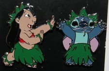 Disney Lilo Stitch Hula Dancing 2 Pin Set NEW ON ORIGINAL CARD