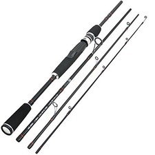 Piscifun Graphite Spinning Fishing Rod, 4 Pieces, Medium, 6'6" (Nessie Ne-66M)