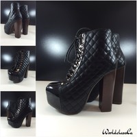 LUXUS HIGH HEELS LACK ANKLE PLATEAU STIEFEL STIEFELETTEN BOOTS DAMEN SCHUHE NEU