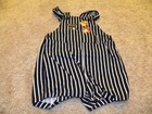Disney Toddler Boys Black White Pooh Tigger Stripe Shorts Overalls Size 18 month