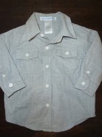 z8 Janie & jack grey button up dress shirt size 3-6 months EUC