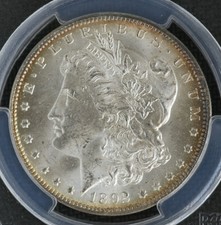 1892-O - Morgan Dollar Cac Pcgs Ms63 Gently toned rim.