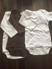 Lot Of 3 Long Sleeve Baby One Piece Shirts Small 3-6 Months White Brown