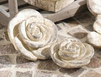 Deko-Blüte Rose, 2er Set, 15+19cm, Gartendeko, Steinblumen, Blume