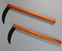 Paar Kama Holzgriff und Metallklinge. Escrima. Kobudo. Freestyle. XMA. Stumpf.