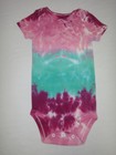 Rainbow 24 Months Short Sleeve Tie Dye Onesie 100% Cotton Handmade Pink Blue