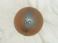 VINTAGE USA Wolf Bowlingkugel EBONITE klar-blau antik? 50er? Bowling-Ball Kugel