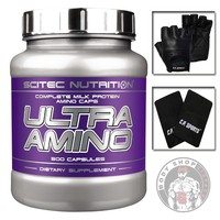 Scitec Nutrition Ultra Amino 500 Kapseln + LEDER HANDSCHUHE ODER GRIFFPADS 6mm