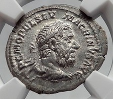 MACRINUS 217AD Rome Authentic Ancient Silver Roman Coin NGC Certified XF i60203