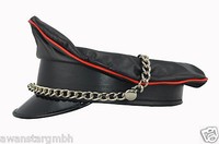 Soft Leder Schrimmütze+Absatz+Kette Offizier Mütze leder Kape,Leder Hut/Leather