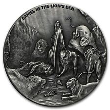 2016 Biblical Series Daniel In The Lion's Den 2 oz .999 Silver Antiqued Us Coin