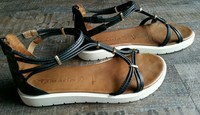Sandalen, Tamaris, stylisch, Römersandalen, schwarz, flach, fast neu, 39