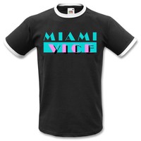 Miami Vice  Neu Fun Kult T-shirt Schwarz/Weiß