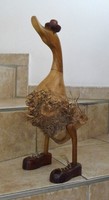 Ente aus Holz, Höhe:46cm, Teak + Bambus,  Deko Ente, Laufente, f. Haus + Garten