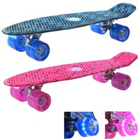 HANSSON Kinder Skateboard Mini Cruiser Penny Board m. LED Leuchtenrollen 2 Farbe
