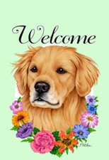 Garden Indoor/Outdoor Welcome Flag (Flowers) - Golden Retriever 630051