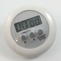 LCD Digital Kurzzeitmesser Eieruhr Küchenuhr Countdown + Clip Rund (Weiß)