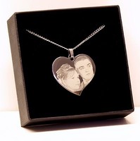 Edelstahl poliert  Herz -Anhänger  Fotogravur ohne/mit Kette Liebe & Herzen