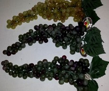 Three Vintage Plastic Grapes Bunch By 'Way To Grow' Artificial Fruit