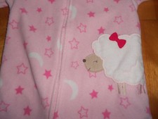Carters 'Just One You' 9 mos fleece footed zipper sleeper pink lamb star girl