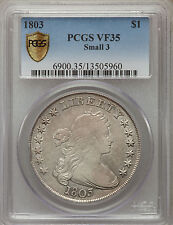 1803 $1 Small 3 Draped Bust Dollar Pcgs Secure Vf 35