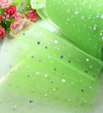 5yd 6" green sequin tulle fabric tutu trim craft Wedding Decoration dress L1820