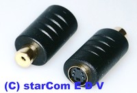 Adapter Cinch Buchse S-Video S-VHS Kupplung gold PC TV Mini-DIN Hosiden RCA