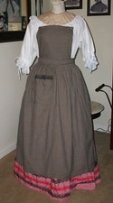 Civil War Dress Victorian Lady'S Black & White Gingham~Pinner Apron-Bib Apron