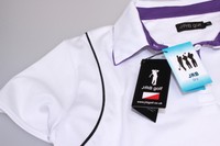 Damen Schnelltrocknende Wirkung Golf Polo Weiß Schwarz Lila Rand Verzierungen