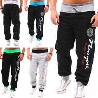 Herren Trainingshose Jogginghose Sporthose Fleecepant Fitness Hose Schwarz/Grau