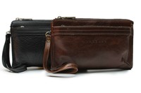 Handgelenktasche, Herrentasche, Brieftasche ECHTES LEDER Metall-RV B294s