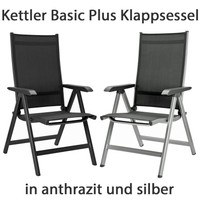 Kettler Basic Plus Klappsessel in silber oder anthrazit Gartenstuhl Gartenmöbel
