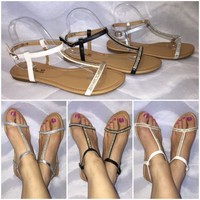 Ausgefallene Riemchen Sandaletten mit STRASS